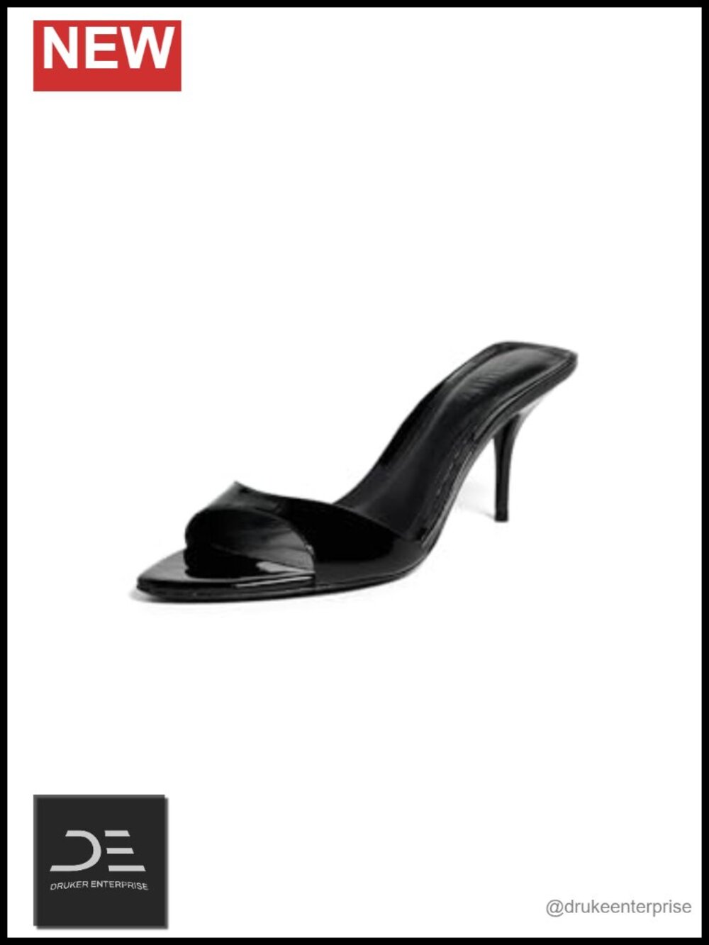 Patent Leather Heeled Mule Sandal Slip-On Dress